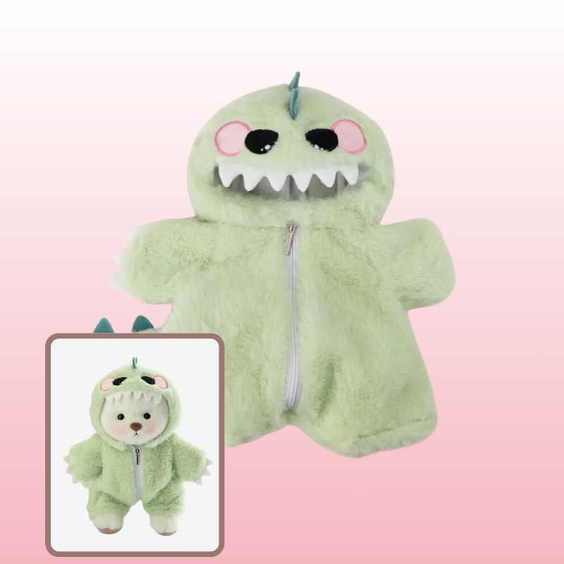 Urso Puffy Green Dino | Adorável urso de pelúcia feito à mão