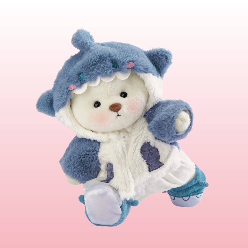 Puffy Bear Tubarão Azul | Adorável Ursinho de Pelúcia Feito à Mão