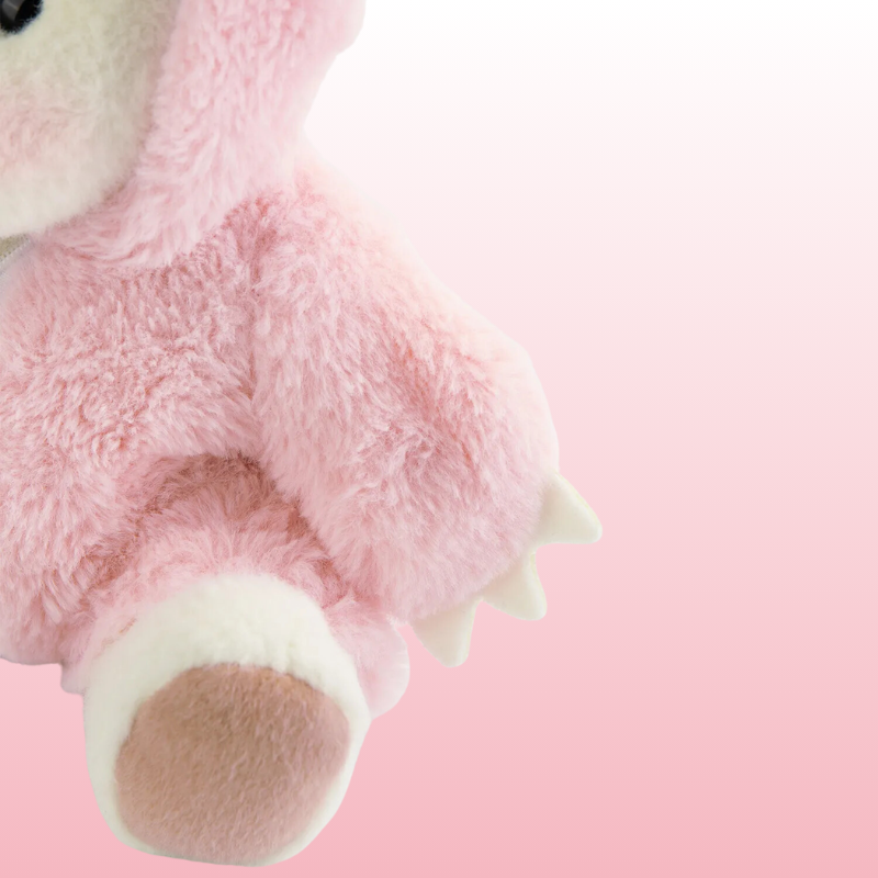Urso Puffy Dino Rosa | Adorável Urso de Pelúcia Feito à Mão