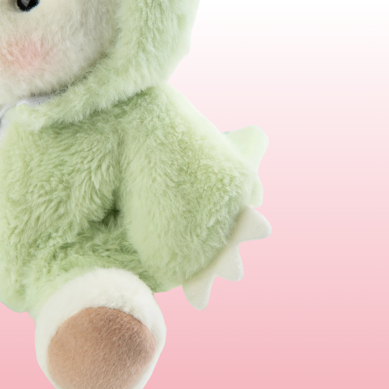 Urso Puffy Green Dino | Adorável urso de pelúcia feito à mão