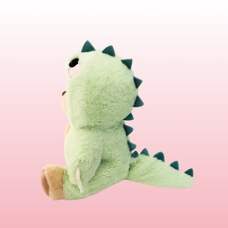 Urso Puffy Green Dino | Adorável urso de pelúcia feito à mão