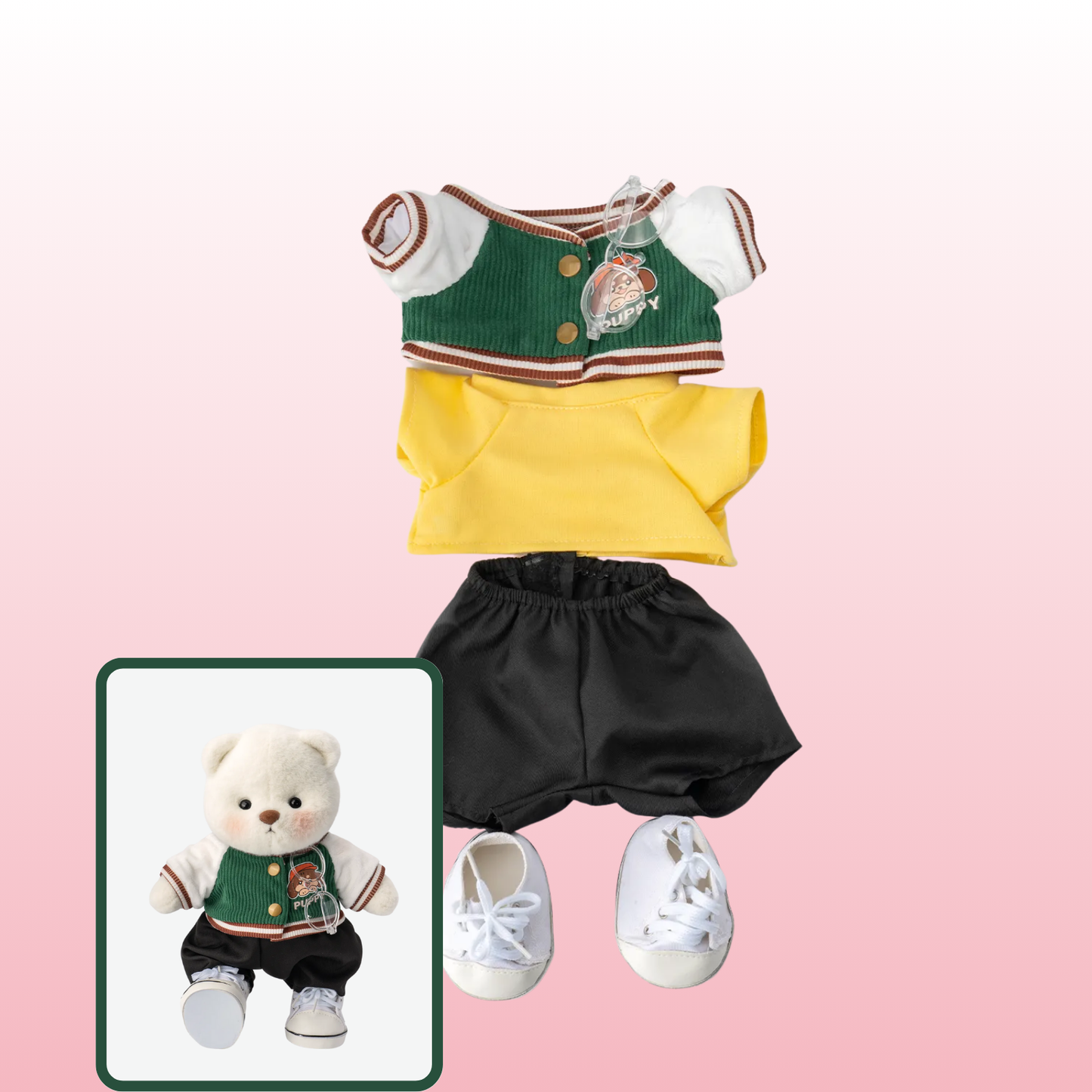 Puffy Bear Student | Adorável urso de pelúcia feito à mão