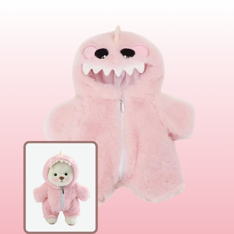 Urso Puffy Dino Rosa | Adorável Urso de Pelúcia Feito à Mão