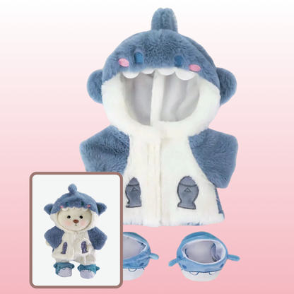 Puffy Bear Tubarão Azul | Adorável Ursinho de Pelúcia Feito à Mão
