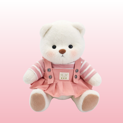 Vestido Rosa Puffy Bear | Adorável Ursinho de Pelúcia Feito à Mão
