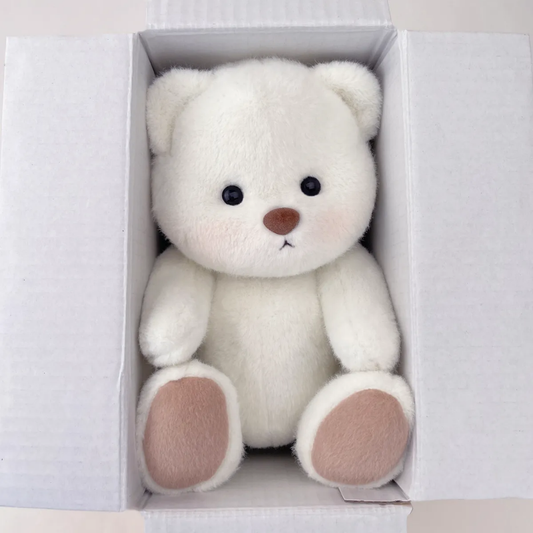 Urso Branco Fofo | Adorável Urso de Pelúcia Feito à Mão