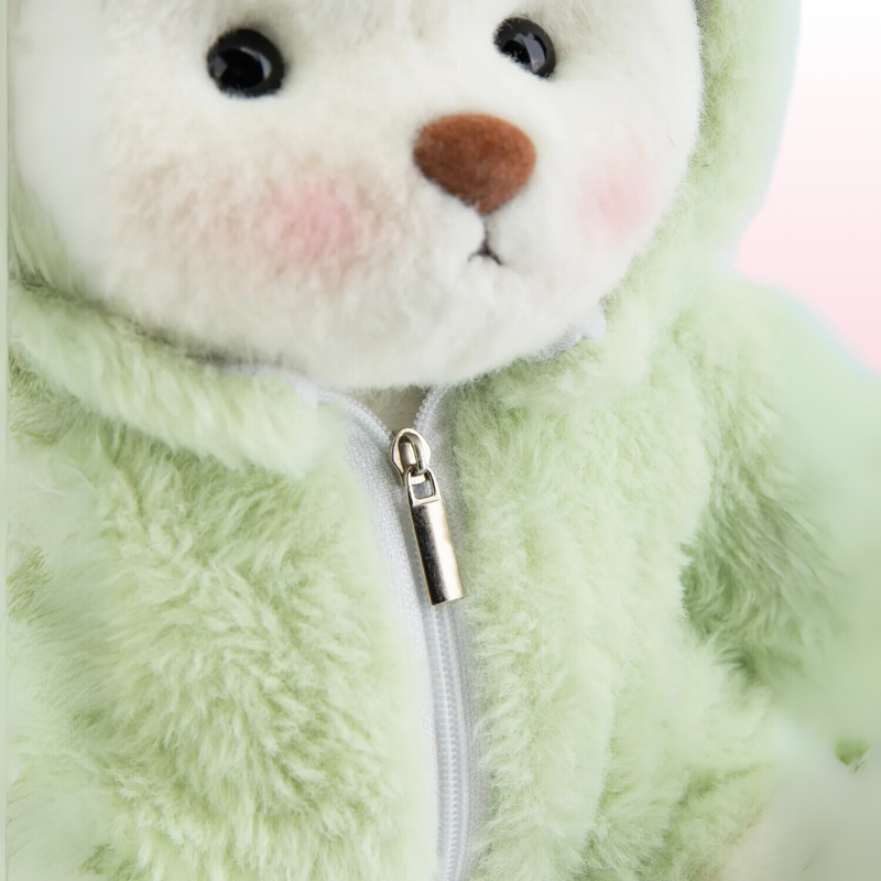 Urso Puffy Green Dino | Adorável urso de pelúcia feito à mão