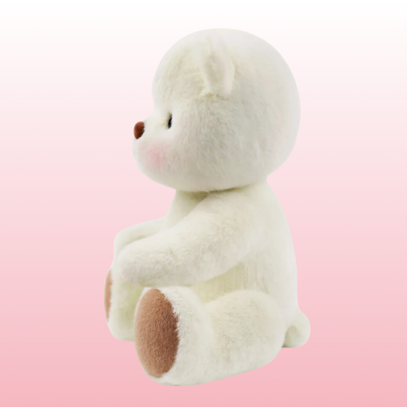 Urso Branco Fofo | Adorável Urso de Pelúcia Feito à Mão
