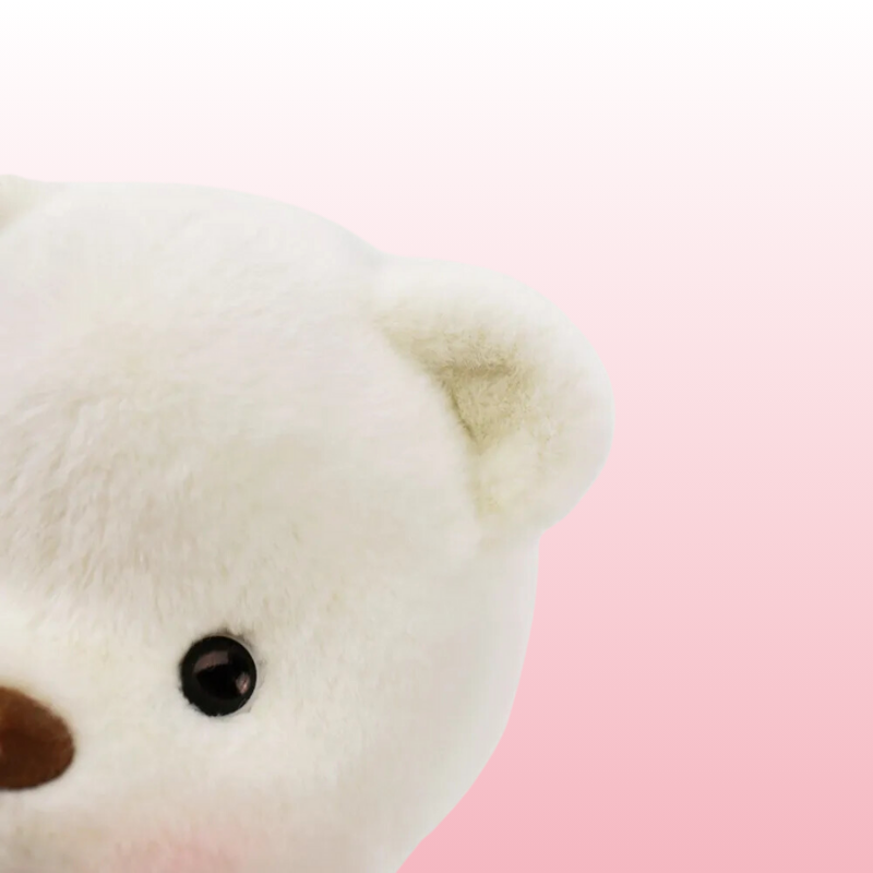Urso Branco Fofo | Adorável Urso de Pelúcia Feito à Mão