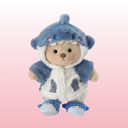 Puffy Bear Tubarão Azul | Adorável Ursinho de Pelúcia Feito à Mão