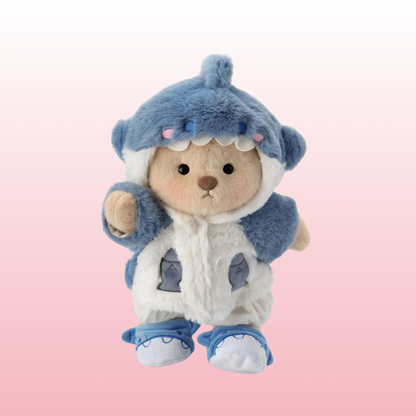 Puffy Bear Tubarão Azul | Adorável Ursinho de Pelúcia Feito à Mão