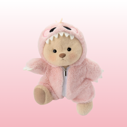 Urso Puffy Dino Rosa | Adorável Urso de Pelúcia Feito à Mão