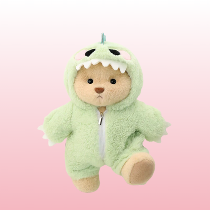 Urso Puffy Green Dino | Adorável urso de pelúcia feito à mão