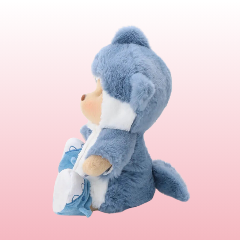 Puffy Bear Tubarão Azul | Adorável Ursinho de Pelúcia Feito à Mão