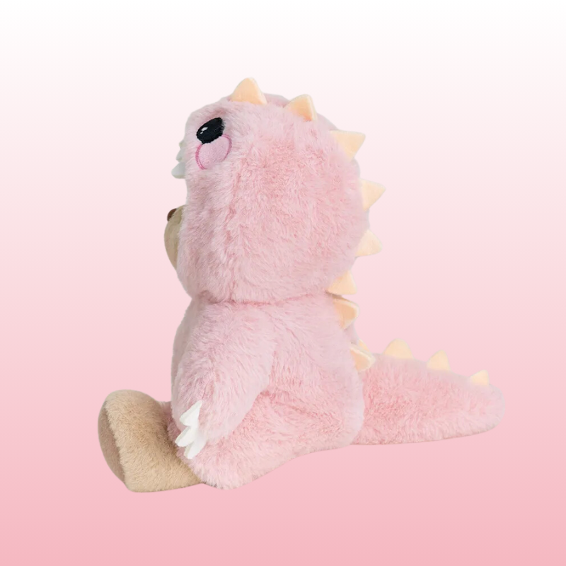Urso Puffy Dino Rosa | Adorável Urso de Pelúcia Feito à Mão